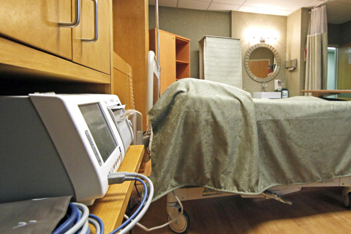 FILE - A single room, fully dedicated maternity room in a hospital maternity ward in Mississippi is seen on Oct. 11, 2012. In 2023, U.S. pregnancy-related deaths fell back to pre-pandemic levels, according to data released by the Centers for Disease Control and Prevention on Thursday, May 2, 2024. (AP Photo/Rogelio V.