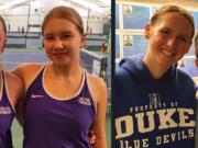 Columbia River tennis players (from left) Jenny Serebriakova, Emma Lungwitz, Sydney Dreves and Annie Morgan helped the Rapids win the 2A state team title on Saturday, May 25, 2024, at Seattle.