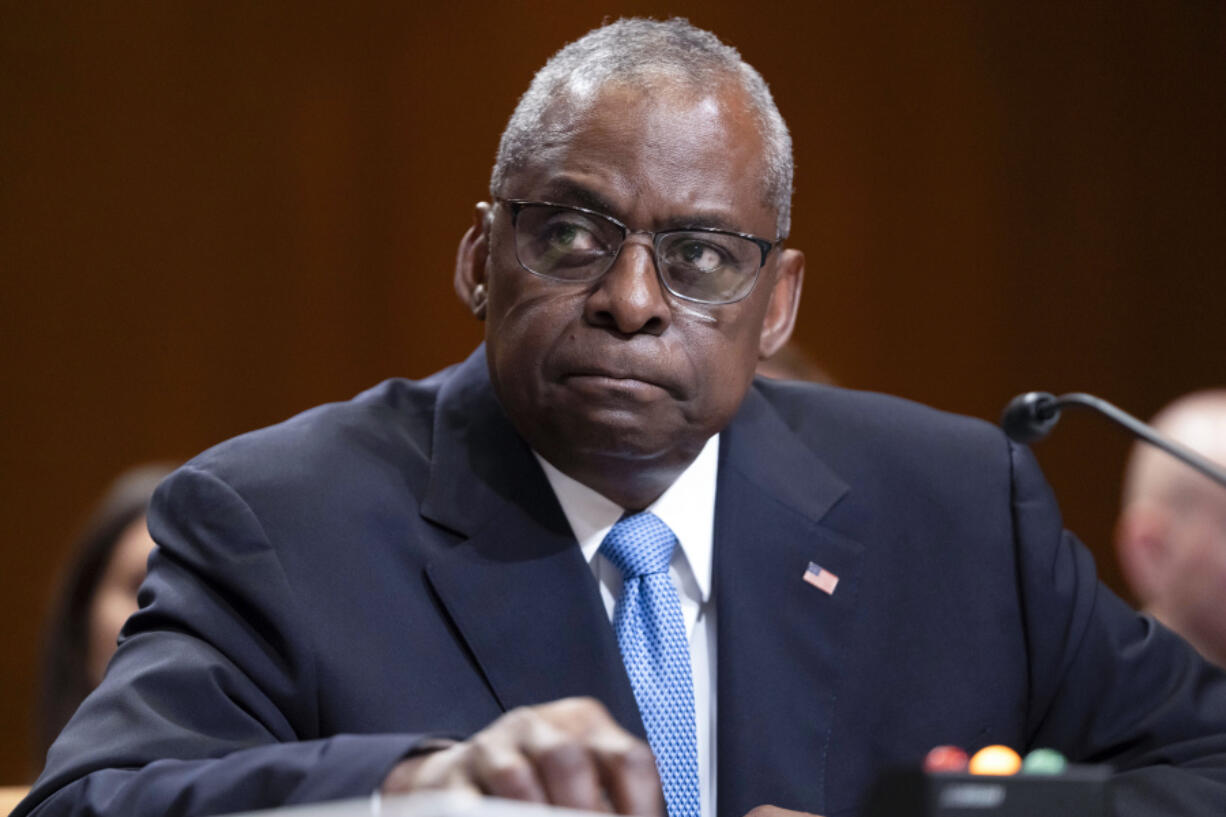 FILE - Secretary of Defense Lloyd Austin attends a hearing of the Senate Appropriations Committee Subcommittee on Defense on Capitol Hill, May 8, 2024, in Washington. Austin committed Monday to keeping U.S. weapons moving to Ukraine as Kyiv faces one of its toughest moments against a renewed assault by Russia. &ldquo;We&rsquo;re meeting in a moment of challenge,&rdquo; Austin said, noting that Russia&rsquo;s new onslaught of Kharkiv showed why the continued commitment by the countries was vital to keep coming. Austin vowed to keep U.S.