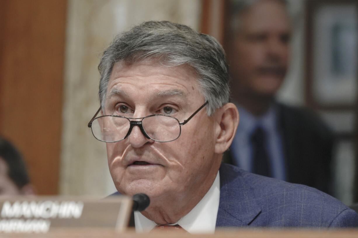 Sen. Joe Manchin, D-W.Va., asks a question during a Senate Energy and Natural Resources Committee hearing to examine the president&#039;s proposed 2025 Department of the Interior budget on Capitol Hill Thursday, May 2, 2024, in Washington.