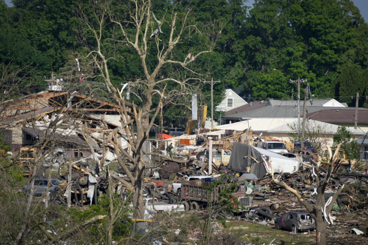 Tornado damaged property is seen, Wednesday, May 22, 2024, in Greenfield, Iowa.