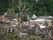 Tornado damaged property is seen, Wednesday, May 22, 2024, in Greenfield, Iowa.