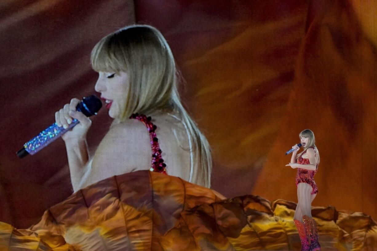 FILE - Taylor Swift performs at the Paris Le Defense Arena as a part of her Eras Tour concert in Paris, May 9, 2024. The U.S. Justice Department was expected to file a sweeping antitrust lawsuit against Ticketmaster and its parent company, Live Nation Entertainment, on Thursday, May 23, 2024. The ticket seller sparked outrage in November 2022 when its site crashed during a presale event for a Taylor Swift stadium tour.