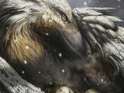 This illustration depicts a dromaeosaur incubating its eggs as snow falls. The raptor, along with other select dinosaurs, may have evolved to be warm-blooded 180 million years ago, according to research published Wednesday.