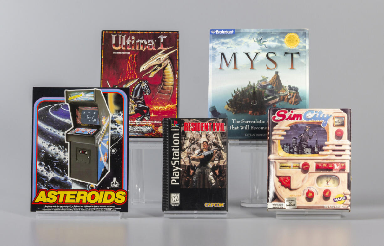 The 2024 inductees into the World Video Game Hall of Fame, located at the Strong National Museum of Play museum. Asteroids, Myst, Resident Evil, SimCity and Ultima were inducted Thursday in recognition of their influence on pop culture and the video game industry.