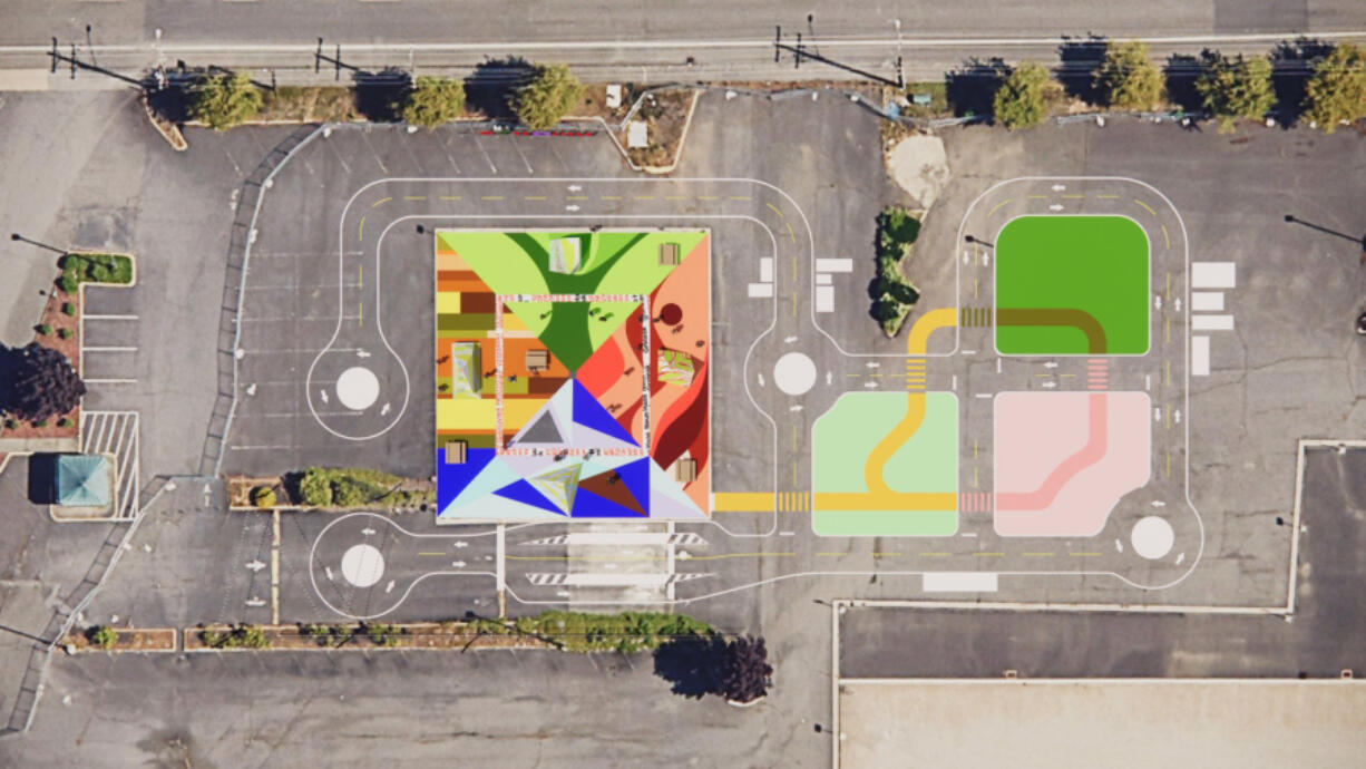 Here&rsquo;s a graphic that shows the overall design of the Heights Bike Garden.