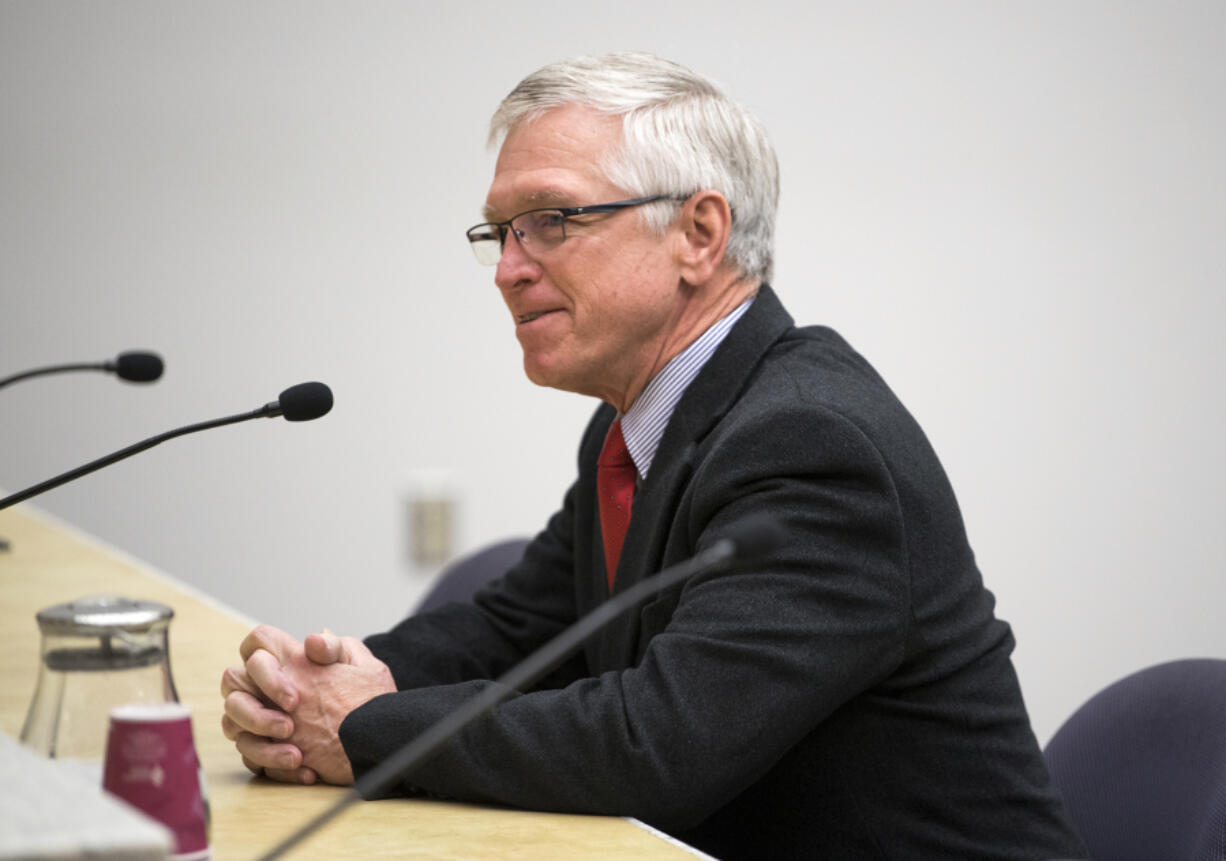 The Clark County Council interviews John Ley for an open seat on the council in Vancouver on Jan. 22, 2019.