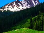 The San Juan Mountains, near Aspen, Colorado. Nearby campsites offer great views of the surrounding area, including a wraparound mountain view.