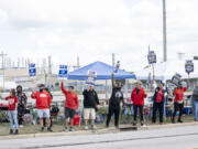 United Auto Workers (U.A.W.) members picket outside the Jeep Plant on Sept. 18, 2023, in Toledo, Ohio. The U.A.W. walked out of three locations on Thursday night at midnight, marking the first time they&rsquo;ve been simultaneously on strike at Ford, General Motors and Stellantis the big three automakers.