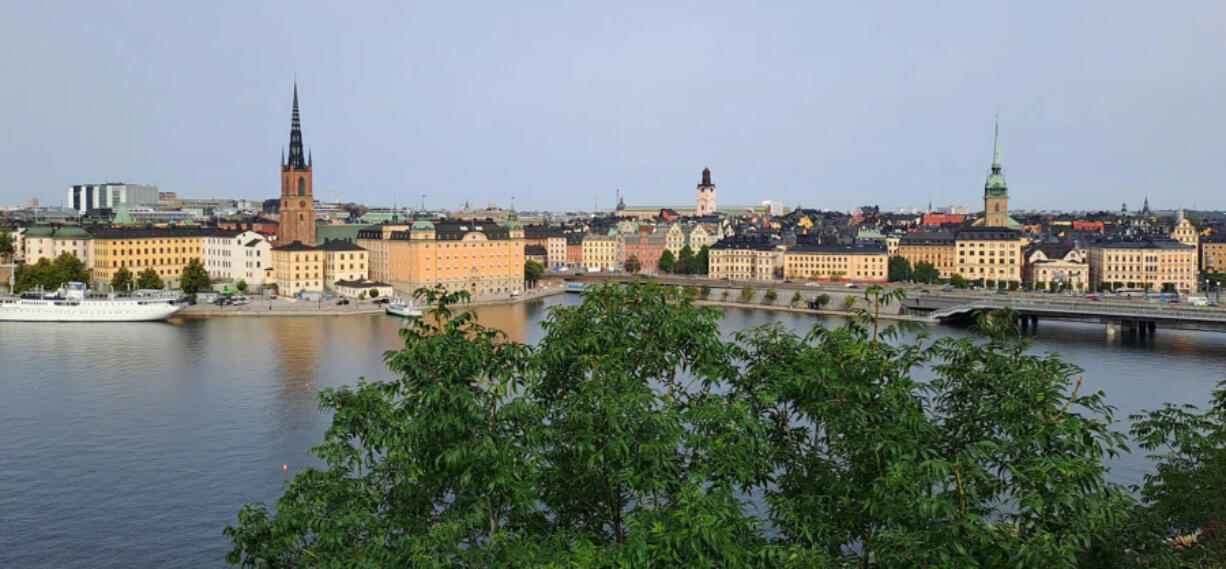 Stockholm is viewed from the Monteliusvagen scenic path.