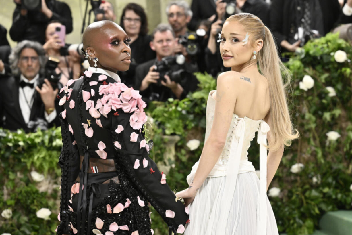 Cynthia Erivo, left, and Ariana Grande attend The Metropolitan Museum of Art&rsquo;s Costume Institute benefit gala celebrating the opening of the &ldquo;Sleeping Beauties: Reawakening Fashion&rdquo; exhibition on Monday, May 6, 2024, in New York.