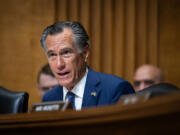 Sen. Mitt Romney (R-UT) questions Secretary of State Antony Blinken as he testifies about the fiscal year 2025 needs of the State Department during a Senate Foreign Relations Committee hearing. Washington, D.C., May 21, 2024. Opponents of the Israeli siege of Gaza disrupted the hearing in protest against Blinken&rsquo;s and the Biden Administration&rsquo;s continuing support for the war.