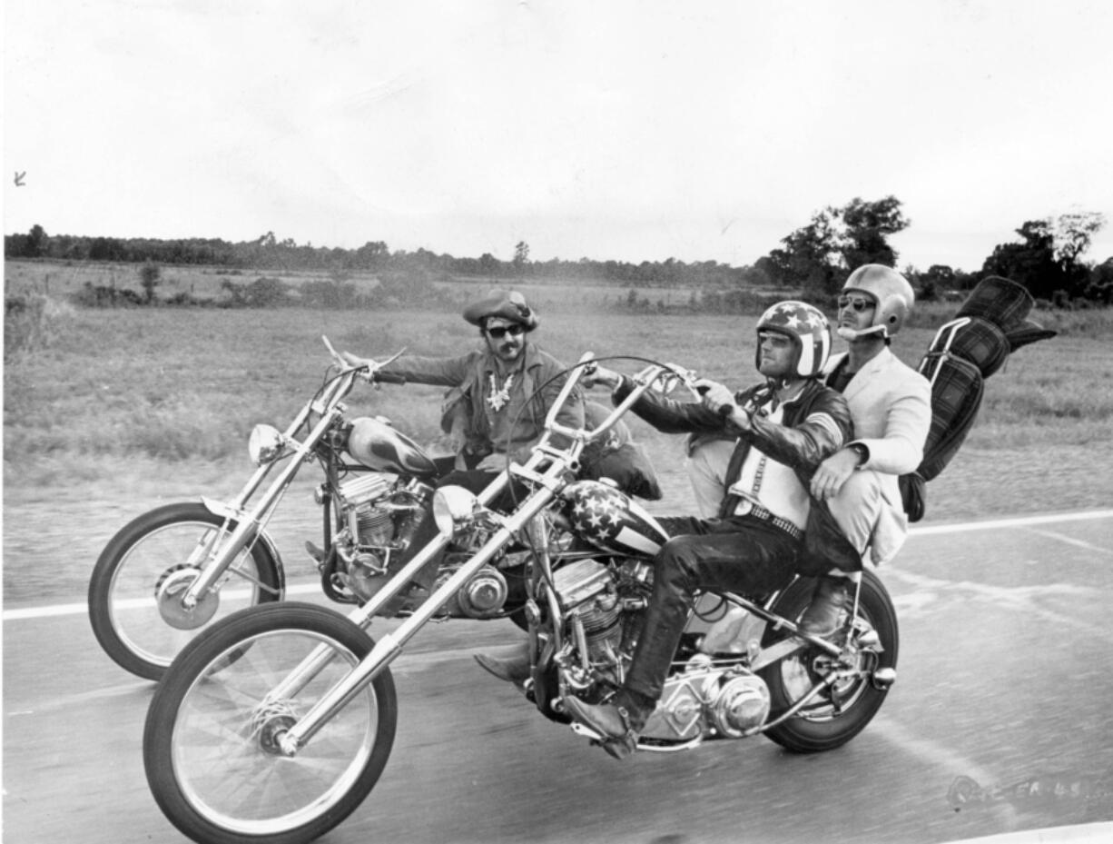 The 1969 counterculture movie &ldquo;Easy Rider&rdquo; features Dennis Hopper, left, and Peter Fonda as two bikers on the road in the Southwest.