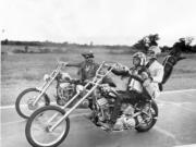 The 1969 counterculture movie &ldquo;Easy Rider&rdquo; features Dennis Hopper, left, and Peter Fonda as two bikers on the road in the Southwest.