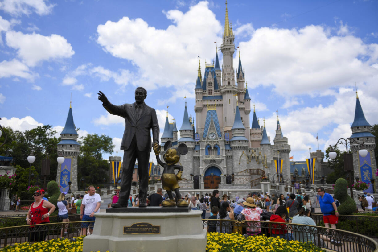 The &ldquo;Partners&rdquo; statue sits in front of Cinderella&rsquo;s Castle at Magic Kingdom on Wednesday, May 1, 2019, at Disney World in Orlando, Florida.