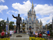 The &ldquo;Partners&rdquo; statue sits in front of Cinderella&rsquo;s Castle at Magic Kingdom on Wednesday, May 1, 2019, at Disney World in Orlando, Florida.