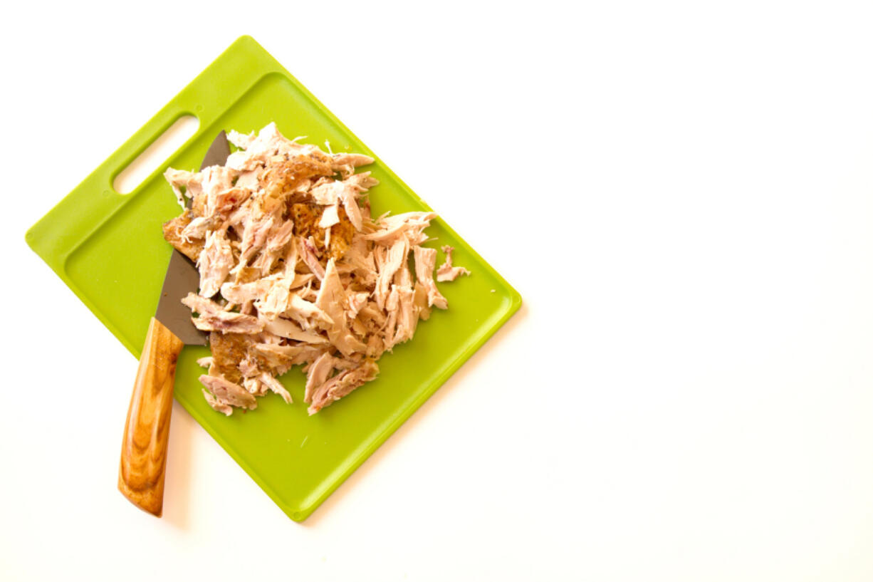 Shredded rotisserie chicken.