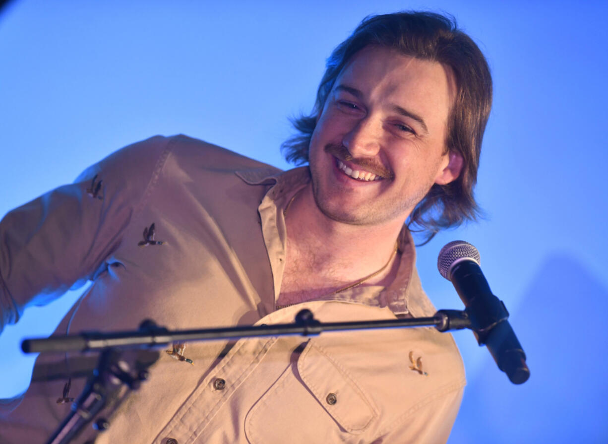 Morgan Wallen speaks March 1, 2023, during the 13th CMA Triple Play Awards at Saint Elle in Nashville, Tenn.