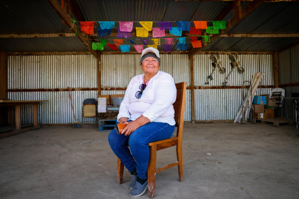 Maria Catalan, founder of the organic Catalan Family Farms, looks on from the production shed in Hollister, California, on Tuesday, June 19, 2024.