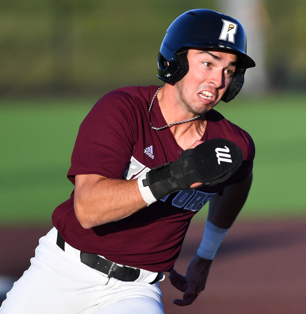 Ridgefield's Kyle Memarian rounds third base Tuesday June 11, 2024, during the Raptors’ 10-0 win against Yakima Valley Pippins at the Ridgefield Outdoor Recreation Complex.