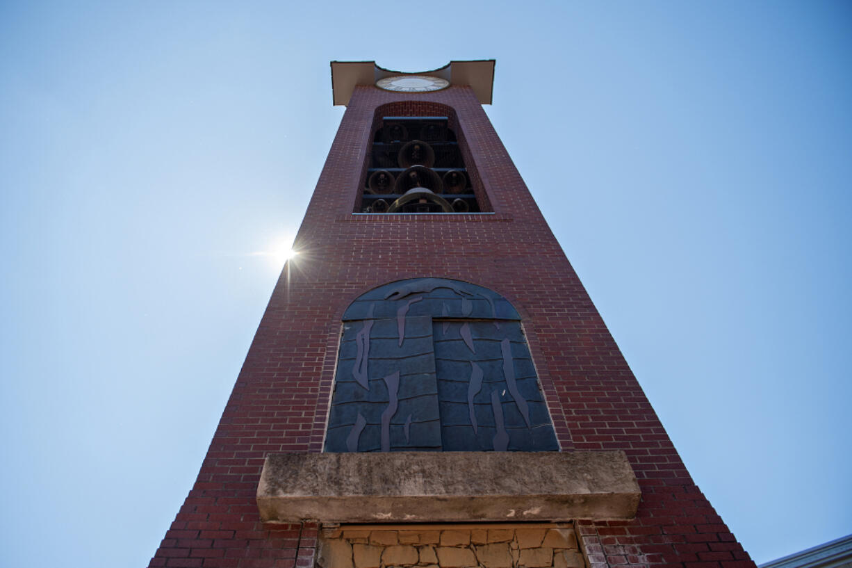 The mechanical doors in the Salmon Run Bell Tower in Esther Short Park haven&rsquo;t opened anytime recently. The city plans to spent $1.83 million on repairs, restoration and upgrades.