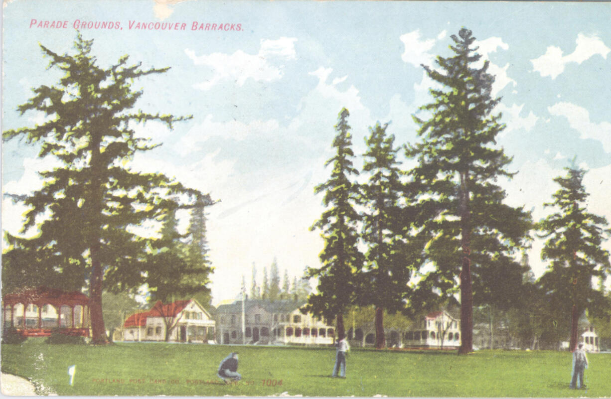 A new National Park Service free, self-guided cellphone tour covers the history of the Vancouver Barracks parade ground, depicted here on an old postcard.