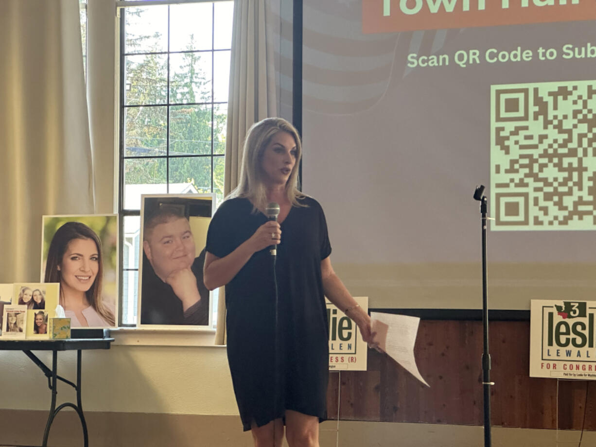 Leslie Lewallen, a 3rd Congressional District candidate, held a town hall event Friday that resembled a support group for families who have lost loved ones to Southwest Washington&rsquo;s opioid epidemic.