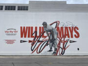 A Willie Mays mural is shown in downtown Birmingham, Ala., Wednesday, June 19, 2024.