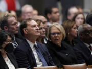 Supreme Court Justice Samuel Alito and his wife, Martha Ann Alito, attend a memorial service for Justice Sandra Day O&rsquo;Connor at the National Cathedral in Washington, D.C., on Dec. 19, 2023.