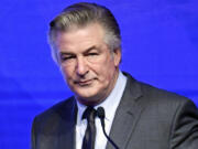 FILE - Alec Baldwin emcees the Robert F. Kennedy Human Rights Ripple of Hope Award Gala at New York Hilton Midtown on Dec. 9, 2021, in New York. On Friday, May 24, 2024, a New Mexico judge rejected a request by Baldwin to dismiss the sole criminal charge against him in a fatal shooting on the set of &ldquo;Rust,&rdquo; keeping the case on track for a trial this summer.