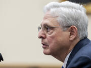 FILE - Attorney General Merrick Garland answers a question from Rep. Jim Jordan, R-Ohio, while testifying during a House Judiciary Committee hearing on the Department of Justice, June 4, 2024, on Capitol Hill in Washington. The House is expected to vote on a resolution holding Attorney General Merrick Garland in contempt of Congress for refusing to turn over audio of President Joe Biden&rsquo;s interview in his classified documents case.