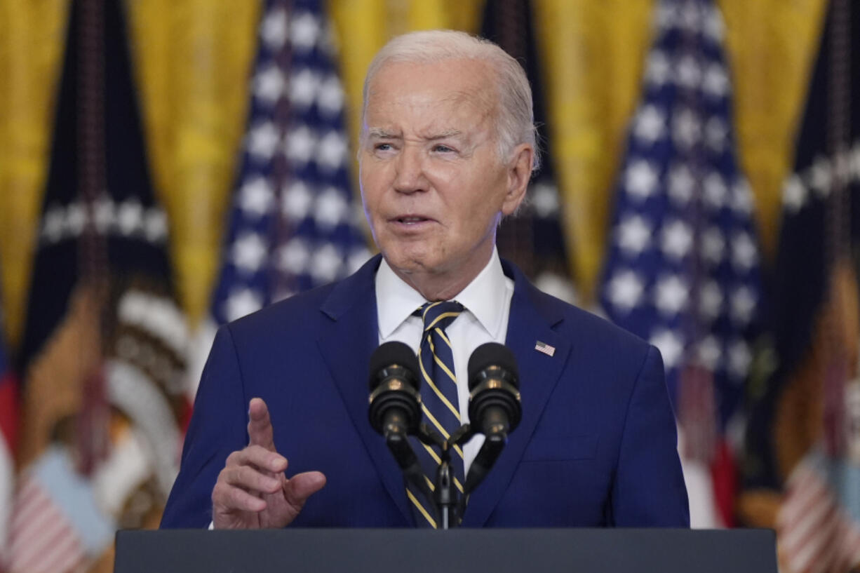 FILE - President Joe Biden speaks in the East Room at the White House in Washington, June 4, 2024.