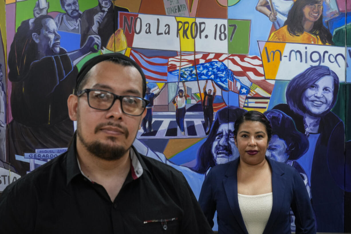 Antonio Valle, left, and wife, Brenda, stand for a photo after an interview with The Associated Press in Los Angeles, Tuesday, June 18, 2024. Both were born in Mexico. Antonio Valle has been a U.S. citizen since 2001. Brenda Valle came to the U.S. with her family when she was 3 years old and will now be eligible for legal status under Biden&rsquo;s new plan. She is a DACA recipient and has worried every two years whether it would get renewed. Their sons are U.S. citizens. (AP Photo/Jae C.