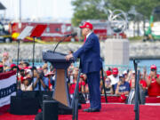 Republican presidential candidate former President Donald Trump speaks at a campaign event June 18, 2024, in Racine, Wis. Trump&rsquo;s proposal to exclude tips from federal taxes is getting strong reviews from some Republican lawmakers. But major questions remain about the impact of the policy and how it would work.