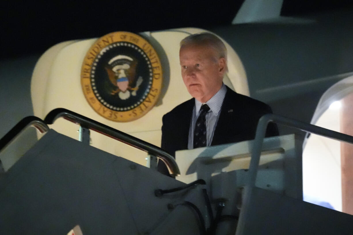 President Joe Biden arrives on Air Force One, Monday, June 3, 2024, at Andrews Air Force Base, Md.