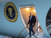 President Joe Biden arrives on Air Force One, Sunday, June 16, 2024, at Andrews Air Force Base, Md. Biden is returning from a fundraiser in Los Angeles.