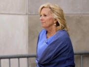 FILE - First lady Jill Biden departs from federal court, June 7, 2024, in Wilmington, Del. First lady Jill Biden is kicking off her husband&rsquo;s outreach to older voters, an effort blending rallies and phone banks with social events bingo nights and pickleball games. While President Joe Biden is in Italy attending the Group of Seven summit, the first lady will travel to four swing states to launch the Seniors for Biden-Harris effort.