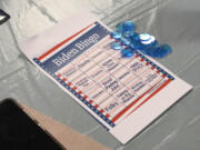 A bingo card at the campaign event for seniors in support of President Joe Biden&rsquo;s reelection campaign, Thursday, June 13, 2024, in Phoenix.