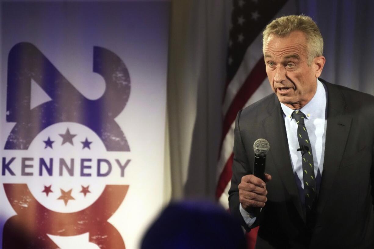 FILE - Independent presidential candidate Robert F. Kennedy Jr. speaks during a campaign event, Tuesday, Nov. 14, 2023, in Columbia, S.C. Independent presidential candidate Robert F. Kennedy Jr. filed paperwork Thursday, June 20, 2024 to get on the ballot for the November election in swing-state Pennsylvania, the state&rsquo;s election office said.