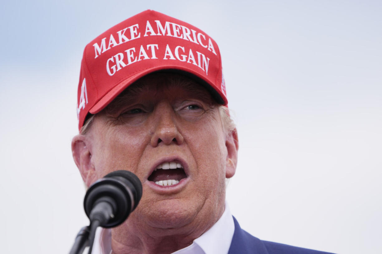 Republican presidential candidate, former President Donald Trump speaks at a campaign rally Sunday, June 9, 2024, in Las Vegas.