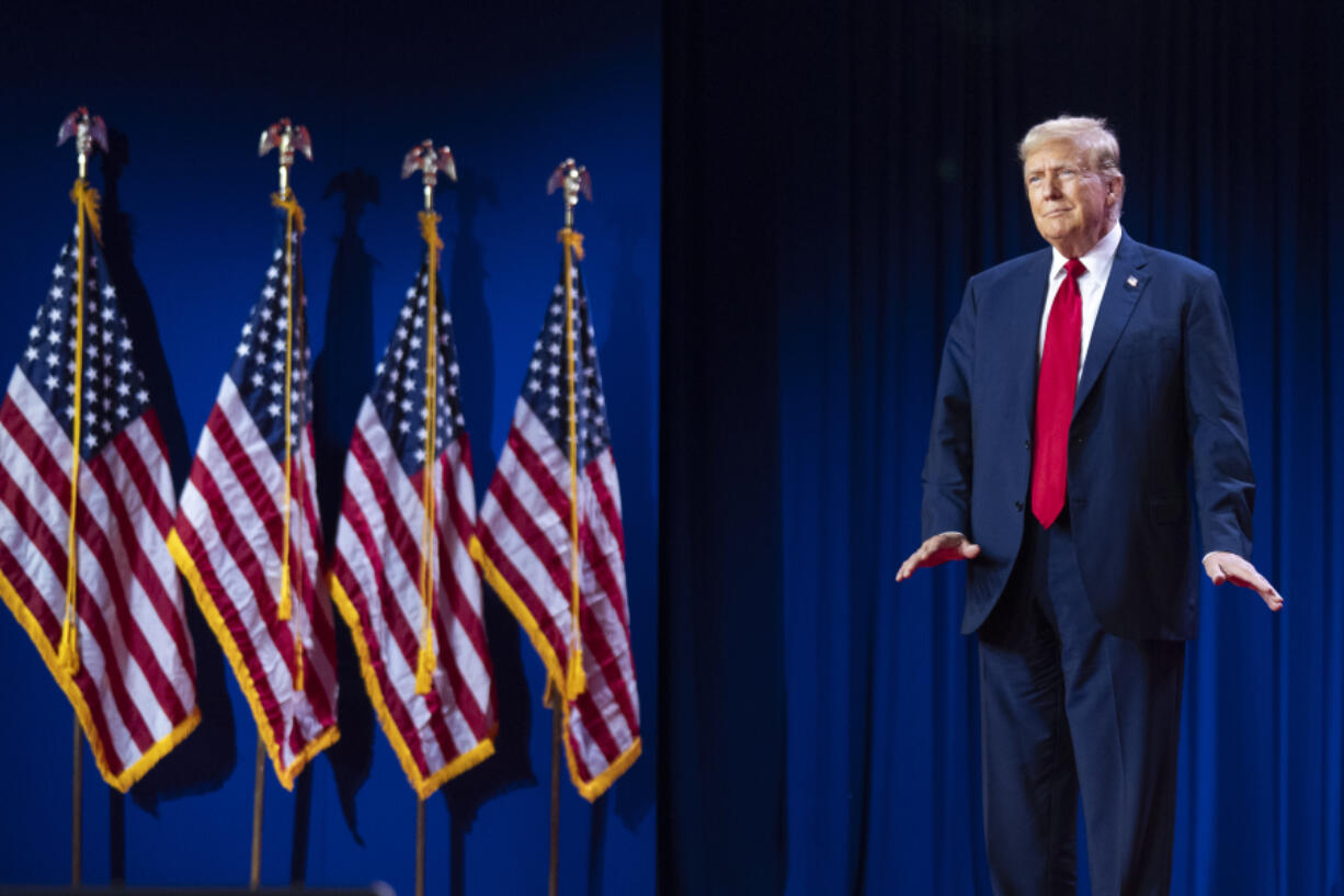 Republican presidential candidate former President Donald Trump arrives to speak at the Road to Majority conference in Washington, Saturday, June 22, 2024.