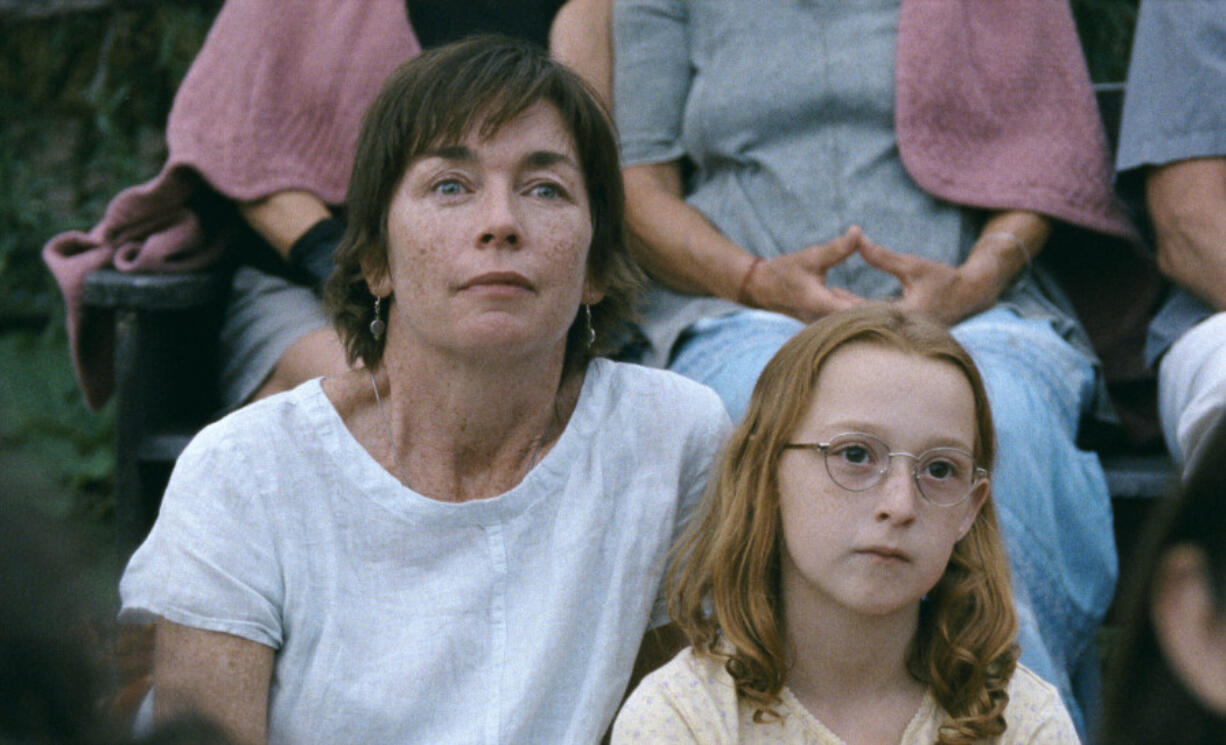 This image released by A24 shows Julianne Nicholson, left, and Zoe Ziegler in a scene from &ldquo;Janet Planet.&rdquo; (A24 via AP)