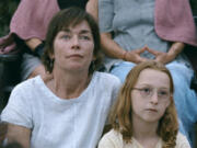 This image released by A24 shows Julianne Nicholson, left, and Zoe Ziegler in a scene from &ldquo;Janet Planet.&rdquo; (A24 via AP)