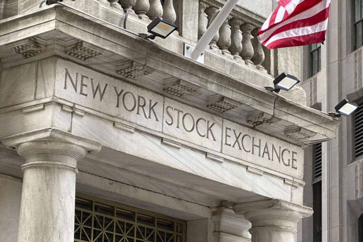 FILE - An entrance to the New York Stock Exchange is shown on June 26, 2024, in New York. Shares have fallen in most world markets on Thursday, June 27, 2024, ahead of a key U.S. inflation report due Friday.