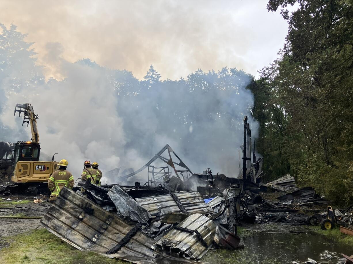 A woman was killed in a shop fire north of Ridgefield early Monday morning.