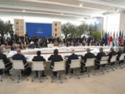 G7 world leaders and other leaders from guest nations attend a working session on Artificial Intelligence (AI), Energy, Africa-Mediterranean, on day two of the 50th G7 summit at Borgo Egnazia, southern Italy, on Friday, June 14, 2024.