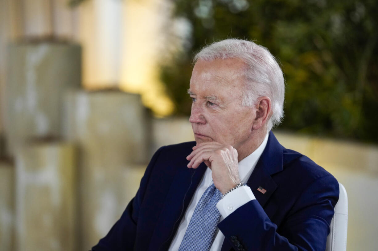 U.S. President Joe Biden participates in a working session with world leaders during a G7 summit at Borgo Egnazia, Italy, Thursday, June 13, 2024.