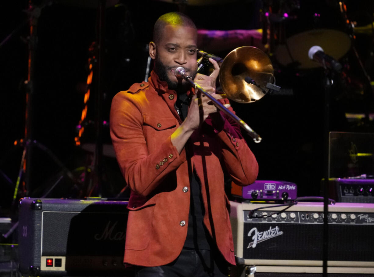 FILE - Trombone Shorty performs at the 8th annual Love Rocks NYC concert in New York on March 7, 2024. Trombone Shorty will perform at a Juneteenth concert celebrating Black History Month.