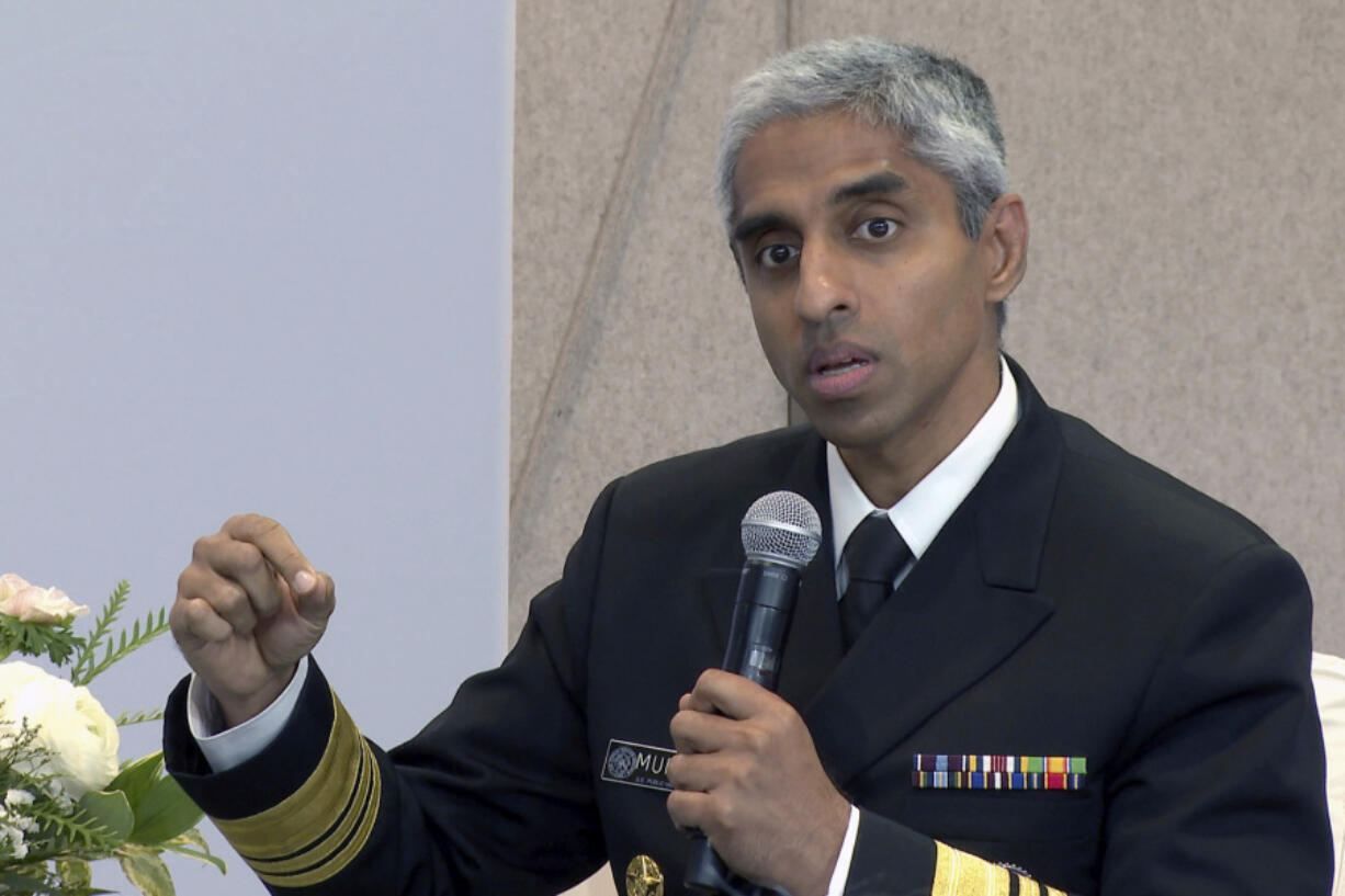 FILE - Surgeon General Vivek Murthy speaks during an Archewell Foundation panel discussion in New York City, Oct. 10, 2023. On Tuesday, June 25, 2024, Murthy, the nation&#039;s top doctor, declared gun violence a public health crisis, driven by a growing number of injuries and deaths involving firearms in the country. The advisory came as the U.S. grappled with another weekend marked by mass shootings that left dozens of people dead or wounded.