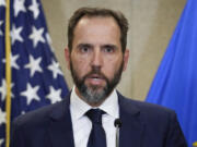 FILE - Special counsel Jack Smith speaks to the media about an indictment of former President Donald Trump, Aug. 1, 2023, in Washington. The federal judge presiding over Trump&rsquo;s classified documents prosecution is hearing arguments Monday, June 24, 2024, on whether to bar the former president from public comments that prosecutors say could endanger the lives of FBI agents working on the case. Smith&rsquo;s team says the restrictions are necessary in light of Trump&rsquo;s false comments that the FBI agents who searched his Mar-a-Lago estate were out to kill him and his family. (AP Photo/J.